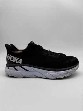 Hoka One One Clifton 7 Womens Road Running Shoes Black White Cushioned Size 9.5